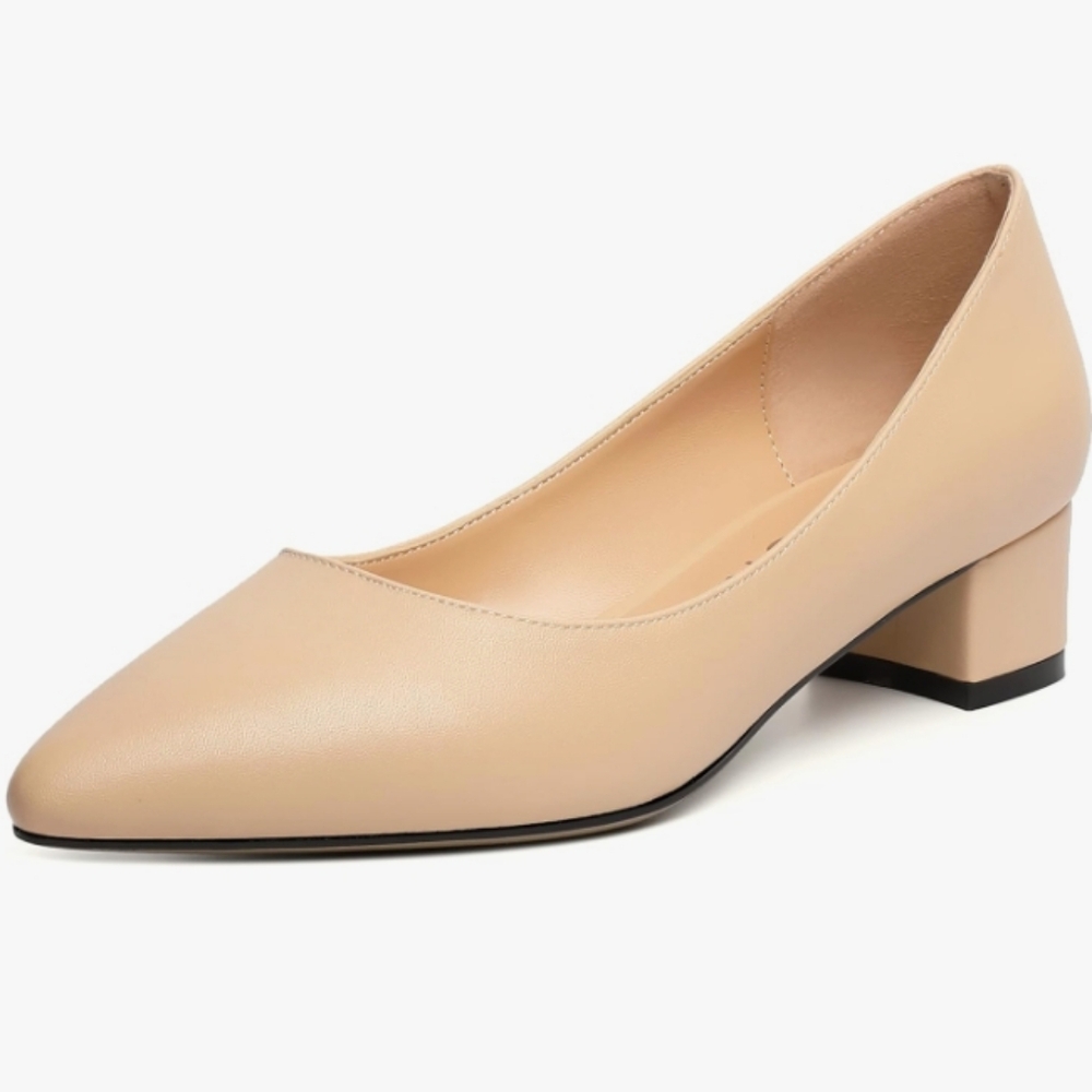 BRAND NEW NWT Classic Pointed Toe Block Nude Neutral Kitten Heels 11